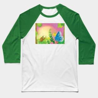 Little Ant, Snail and Blue Butterfly Talking in a Secret Garden Baseball T-Shirt